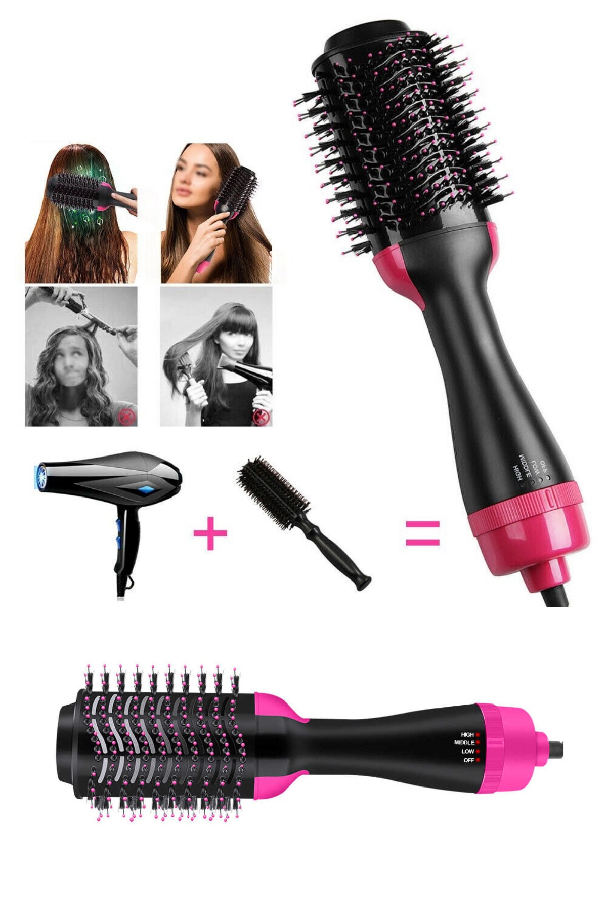 STELLA MODA 1000 W Saç Şekillendirici Ve Saç Düzleştirici Fön Tarağı Saç Kurutma