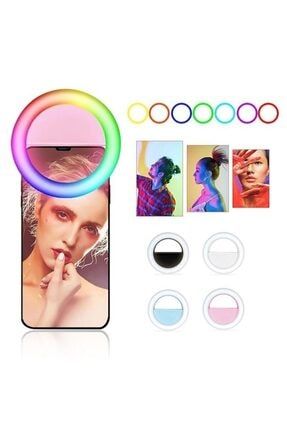 Selfi Rgb Ring Light Şarjlı Led Selfie Soft Aynalı Makyaj Selfi Işıgı 7 Farklı Renk 15 Mod 10km