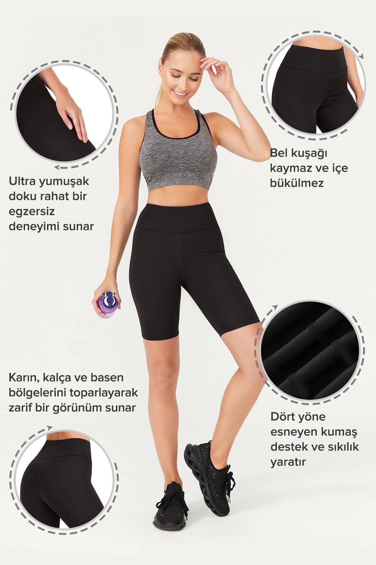 Los Ojos-Damskie czarne, luźne spodenki rowerowe z wysokim stanem, krótkie legginsy sportowe Biker Basics 3