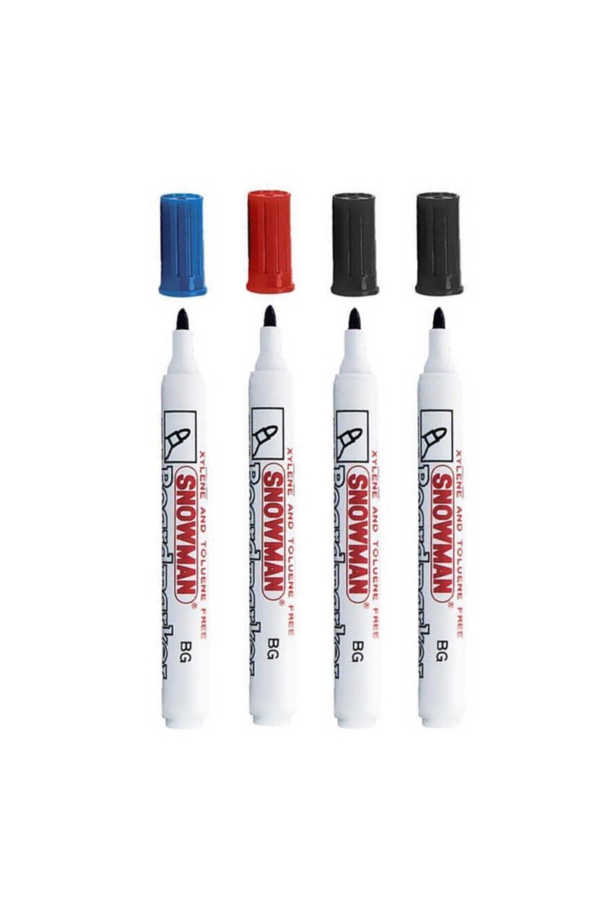 Snowman Beyaz Tahta Kalemi 4lü Blister 2 Siyah + 1 Mavi + 1 Kırmızı