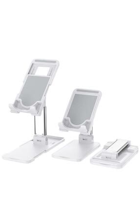 Telefon Tutucu Ve Tablet Masaüstü Standı Tutucu Portatif Ayarlanabilir Katlanır Demir Standı Beyaz PRM-FONKSİYONMTTBEYAZPREMİUM