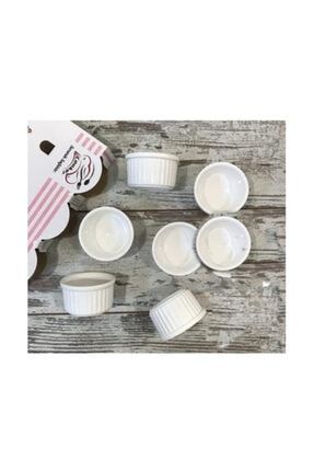 6 Adet Beyaz Renk Sufle Kalıbı Tatlı Yoğurt Sütlaç Çerezlik Seramik Kabı Fırın 9x5,5 Cm TYC00208018849