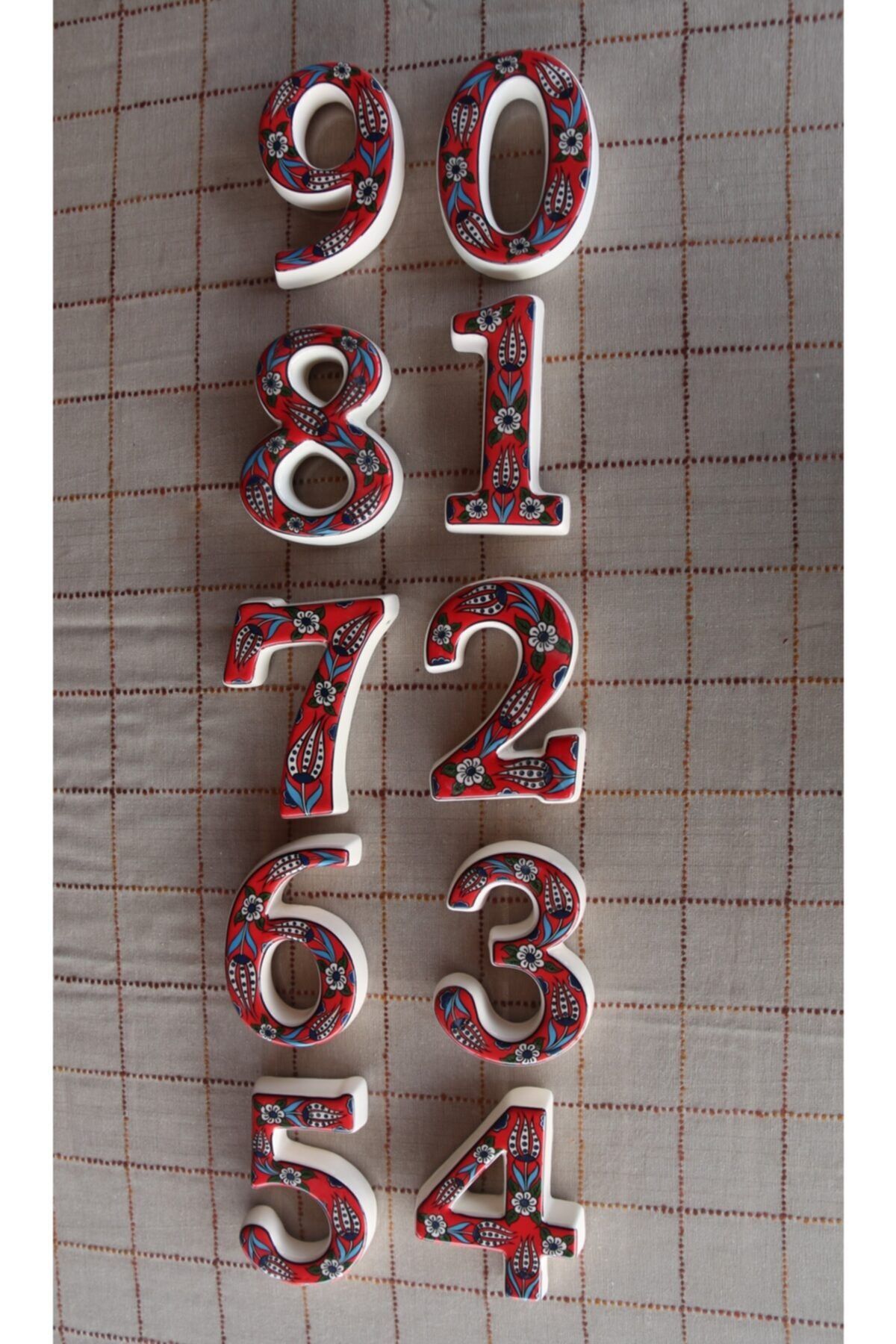 Yılmazel-Handmade Ceramic Door Number with 3 Color Options, Door Numbers 1 Red 5