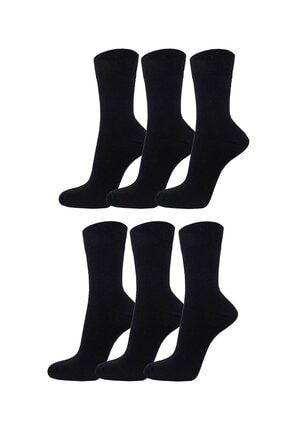 Unisex Klasik Pamuklu Soket Çorap 6'lı Paket Siyah SKT6