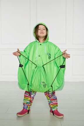 Kidsabu Neon Fıstık Yeşili Yağmurluk Kids0103