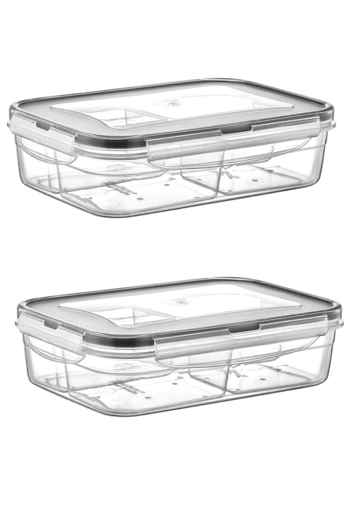 Buffer-® 2 Pieces 4-Compartment 1 Liter Food Storage Container with Leak-Proof Gasket and Lockable Lid -lc520 1