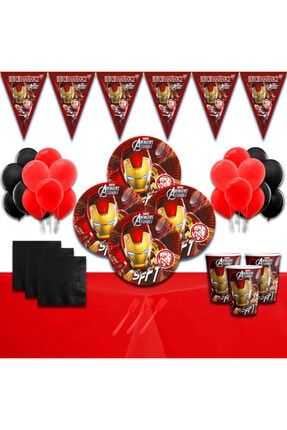 Iron Man Demir Adam 8 Kişilik Doğum Günü Parti Süsleri Malzemeleri Seti Ironman ironman 8