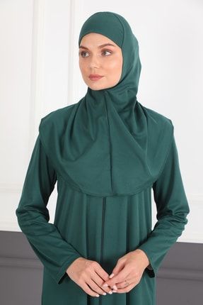 Feyza Fashion Namaz Elbisesi Fermuarlı Pratik Giyimli Namaz Elbisesi Zümrüt Yeşili fermuarlızumrd