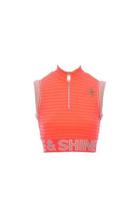 Rise Shine Şeritli Neon Pembe Crop Top Bluz M0YM2B0351UKP