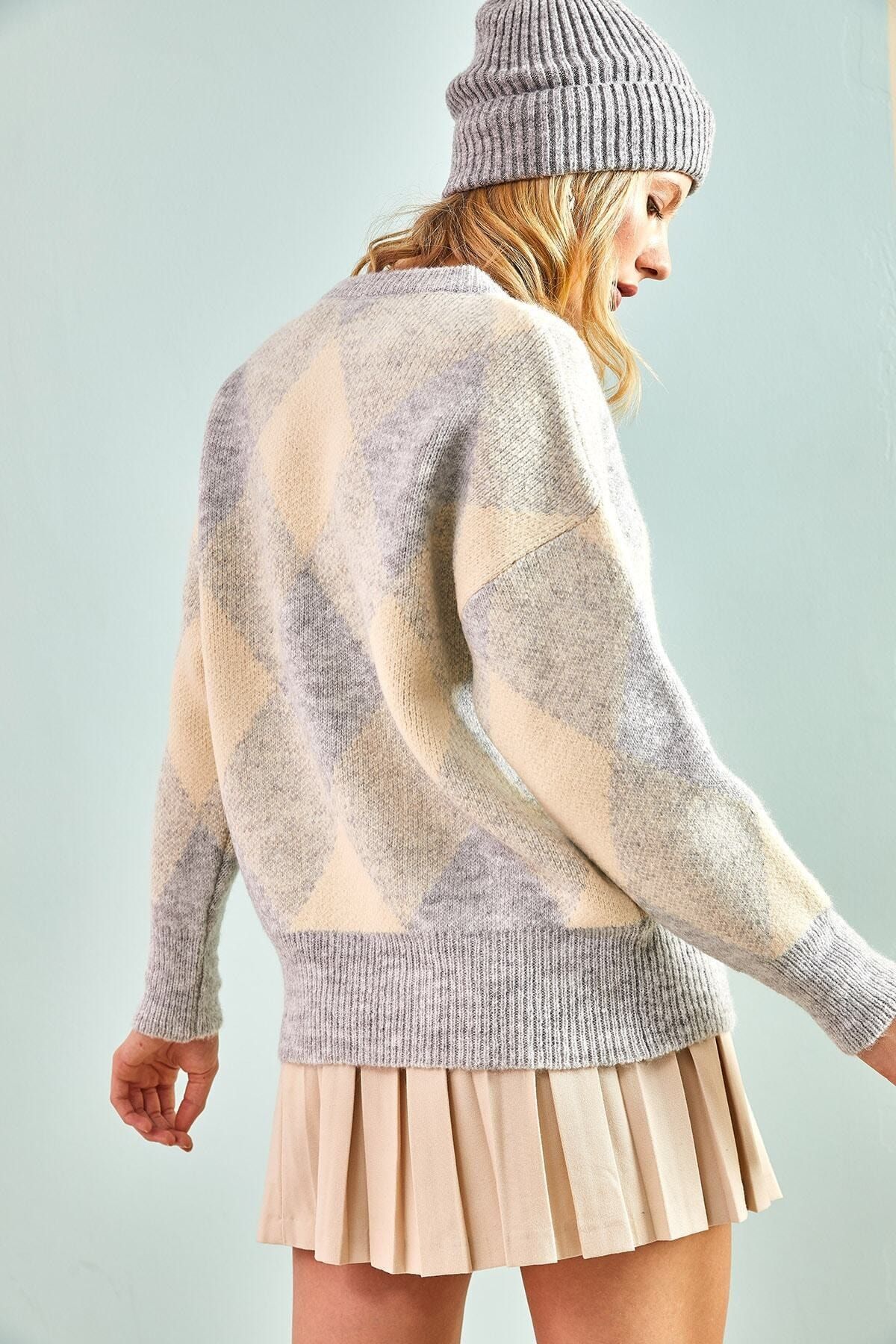 Bianco Lucci Pullover Grau Regular Fit FN6891