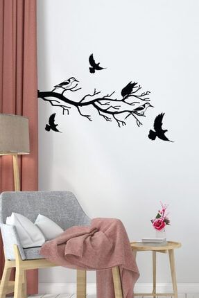 Siyah Kuşlar Ve Dal Dekoratif Sticker Duvar | Dolap | Kapı | Cam STC13