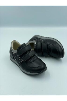 Siyah - Deri Spor Çocuk Ortopedik Ayakkabı EY--NHP01077
