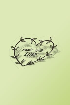 Made With Love Yazılı Şeffaf Etiket Kalp Sticker ETKT018