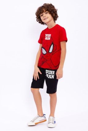 Erkek Çocuk Spiderman Kırmızı Bermuda Takım D4666KALK