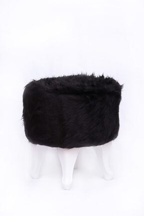 Peluş Puf Koltuk Tabure Lükens Ayaklı-siyah PELUŞ-07