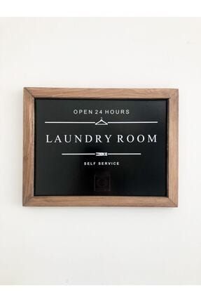 Banyo Laundry Room Siyah Zemin Ahşap Çerçeve EAA-004