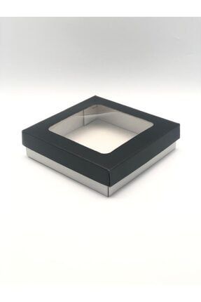 23x23x6 Pencere Kapaklı Hediyelik Kutu (10 Adet Beyaz-Siyah