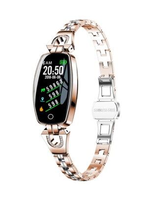 Altın Ren Taşlı Kordon Smart Watch Mi Pro Kadın Akıllı Saat Yeri Seri Pırlanta Saat Dijital Ekran t8c