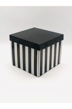 23x23x20 Düz Kapaklı Hediyelik Kutu (10 Adet) siyahcizgilimavi