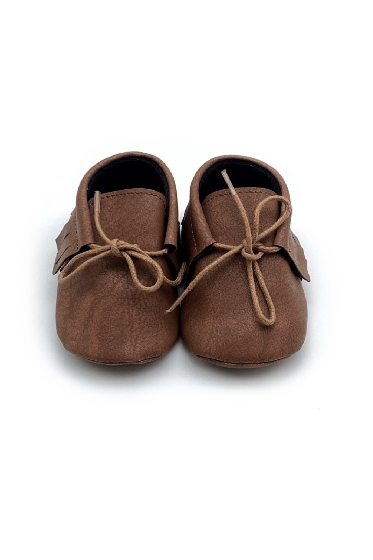 Panowill Design Erkek Kız Bebek Kahverengi El Yapımı Bağcıklı Makosen Bebek Ayakkabıları
