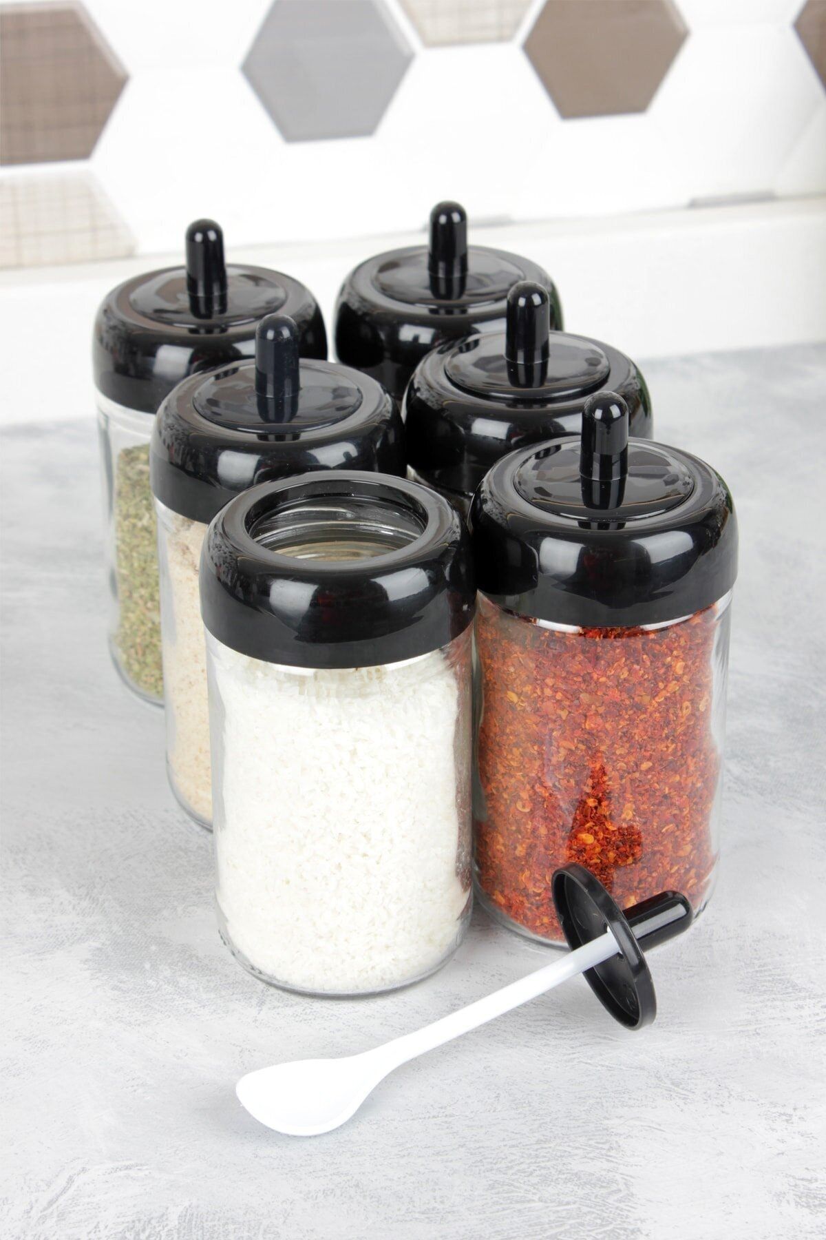 Glass shop shaker jar