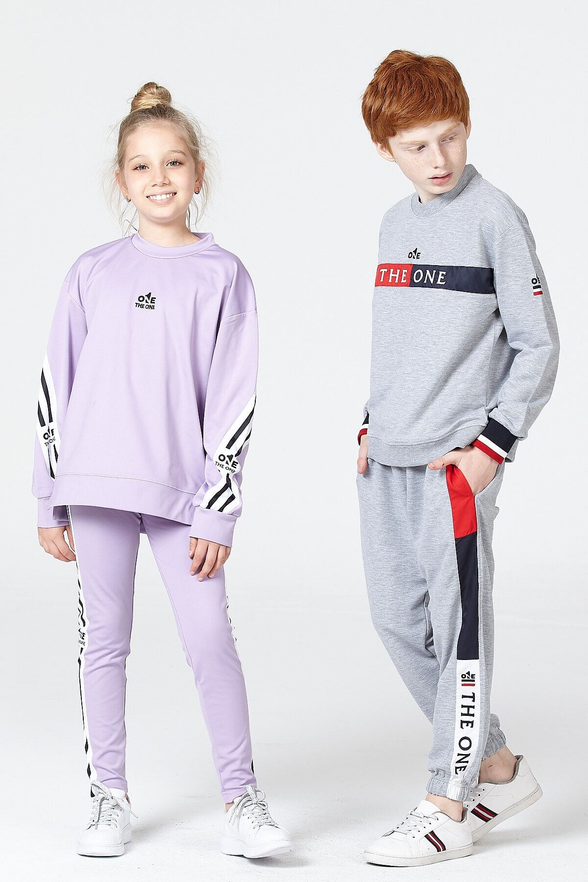 Kız Çocuk Tayt-sweat Takımı Salaş Yırtmaçlı Şerit Detaylı