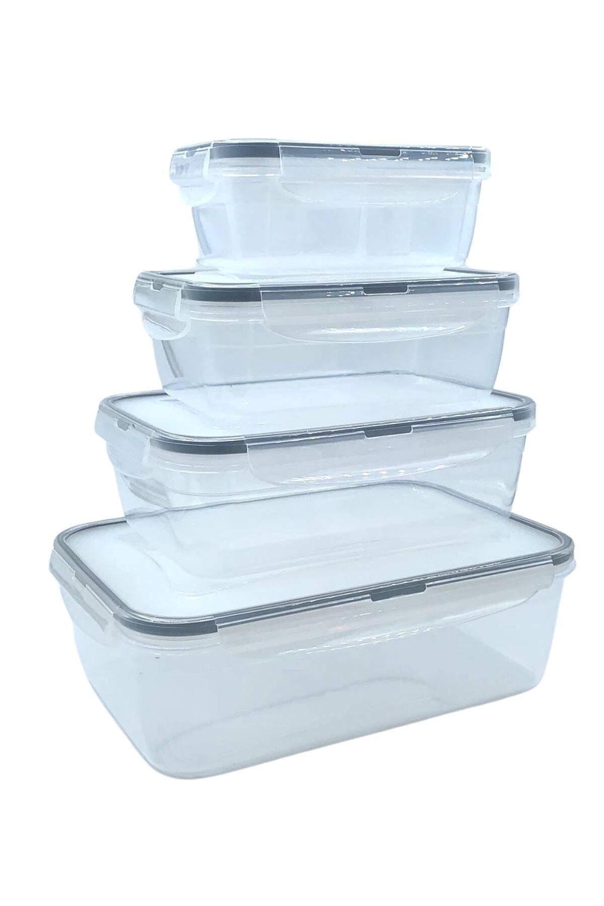 Buffer-® 2 Pieces of 4 Plastic Food Storage Containers with Inner Seal and Lockable Lids LC315 2