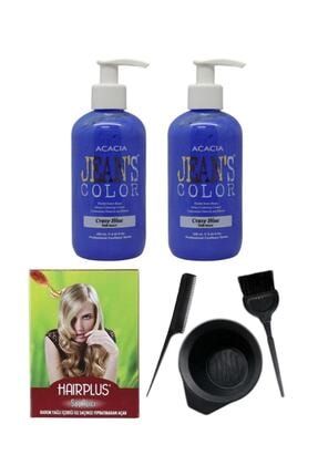 Saç Boyası Deli Mavi 250ml 2ad, Saç Açıcı Ve Fluweel Saç Boya Kabı Seti ST00503