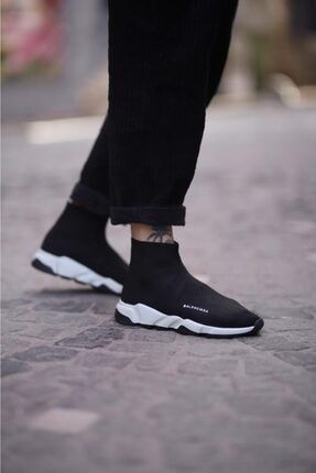Siyah Çorap Formlu Rahat Spor Ayakkabı Siyah corapsneaker0