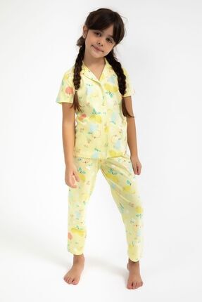 Rolypoly Fruits Açık Sarı Kız Çocuk Gömlek Pijama Takımı RP2756-C