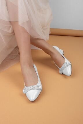 Pearl Kadın Topuklu Ayakkabı Inci Taşlı-beyaz B1694