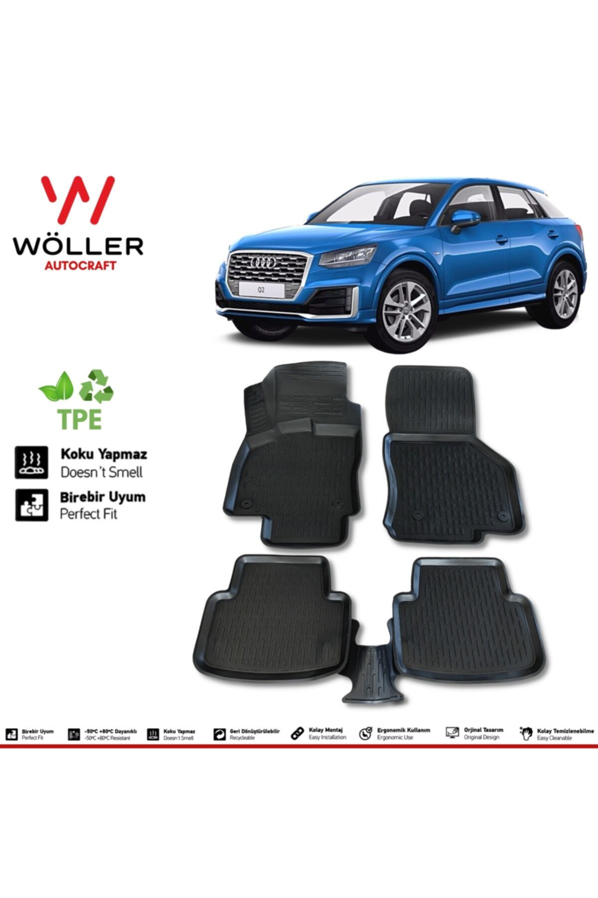 Коврик Wöller Audi Q2 2015 2023 3D коврик для бассейна wöller3dpaspas004