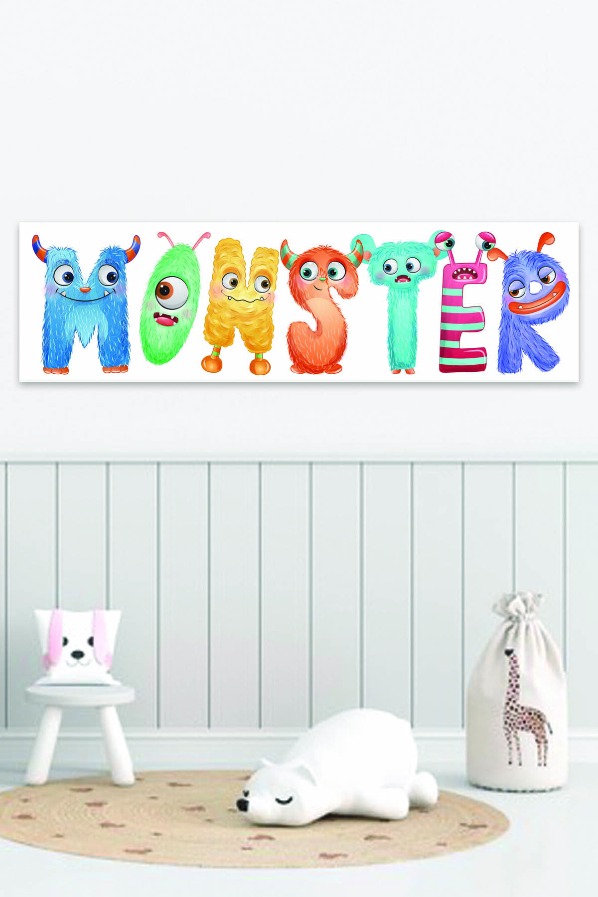 Sevimli Canavarlar Çocuk Odası Duvar Sticker 100x30 cm