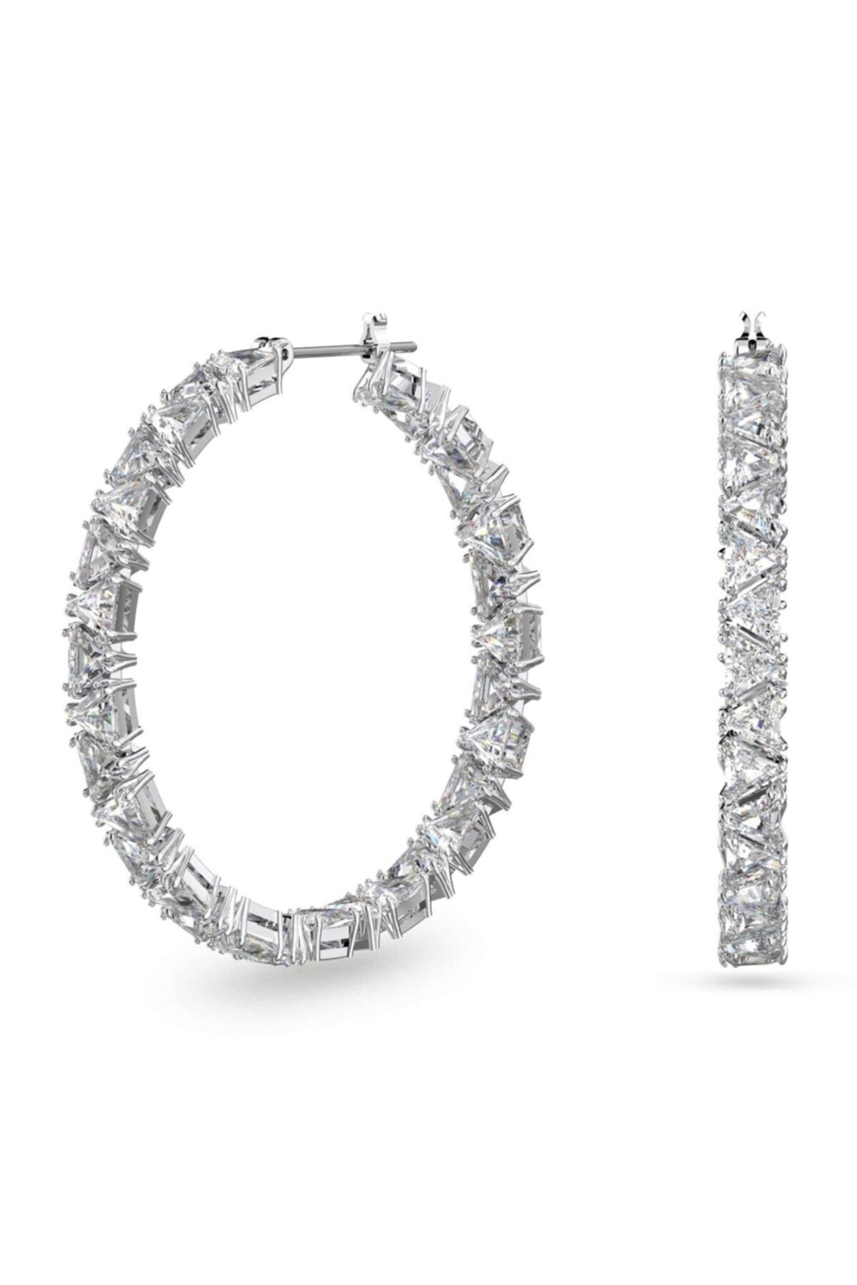 Swarovski Millenia Hoop Earrings Triangle Cut White Rhodium