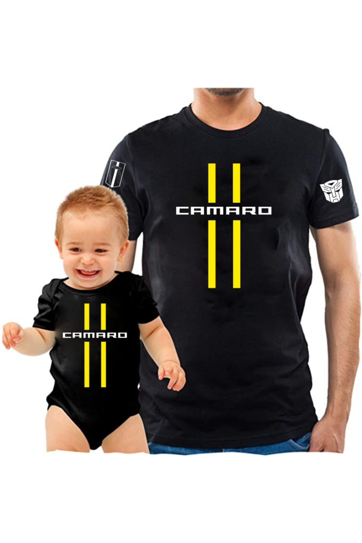 Camaro Design Black T-Shirt Snapsuit(Add 2 Pieces to Basket to Make a Single Product Combination)