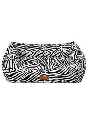 Makaron Siyah Zebra Desenli Kedi Köpek Yatağı 50*38*19 cm 8682250510816