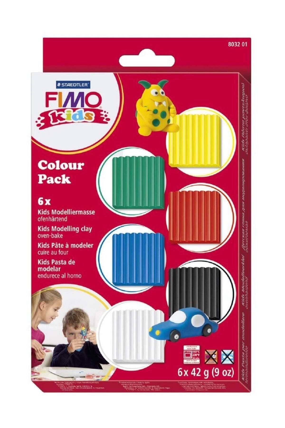 Staedtler-8032 01 مجموعة من طين النمذجة Fımo Kids Color Pack 42 جرام - 6 كتل) غير لامع 1