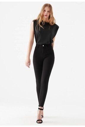 Kadın Siyah Skinny Jean Yüksek Bel Solmayan Pantolon PNT-1