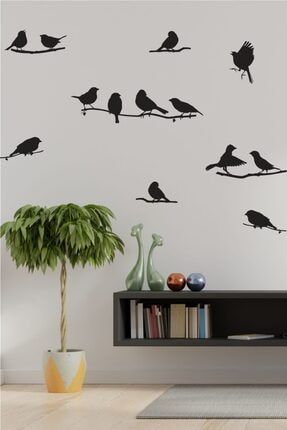 Dalda Kuşlar Dekoratif Duvar Sticker Siyah THS-34-01-00