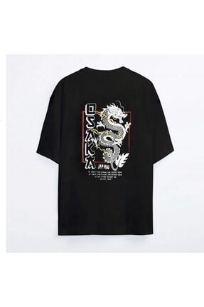 Unisex Siyah Oversize T-shirt Baskılı Osaka Tişört TWNTY-OSAKATISORT-TS