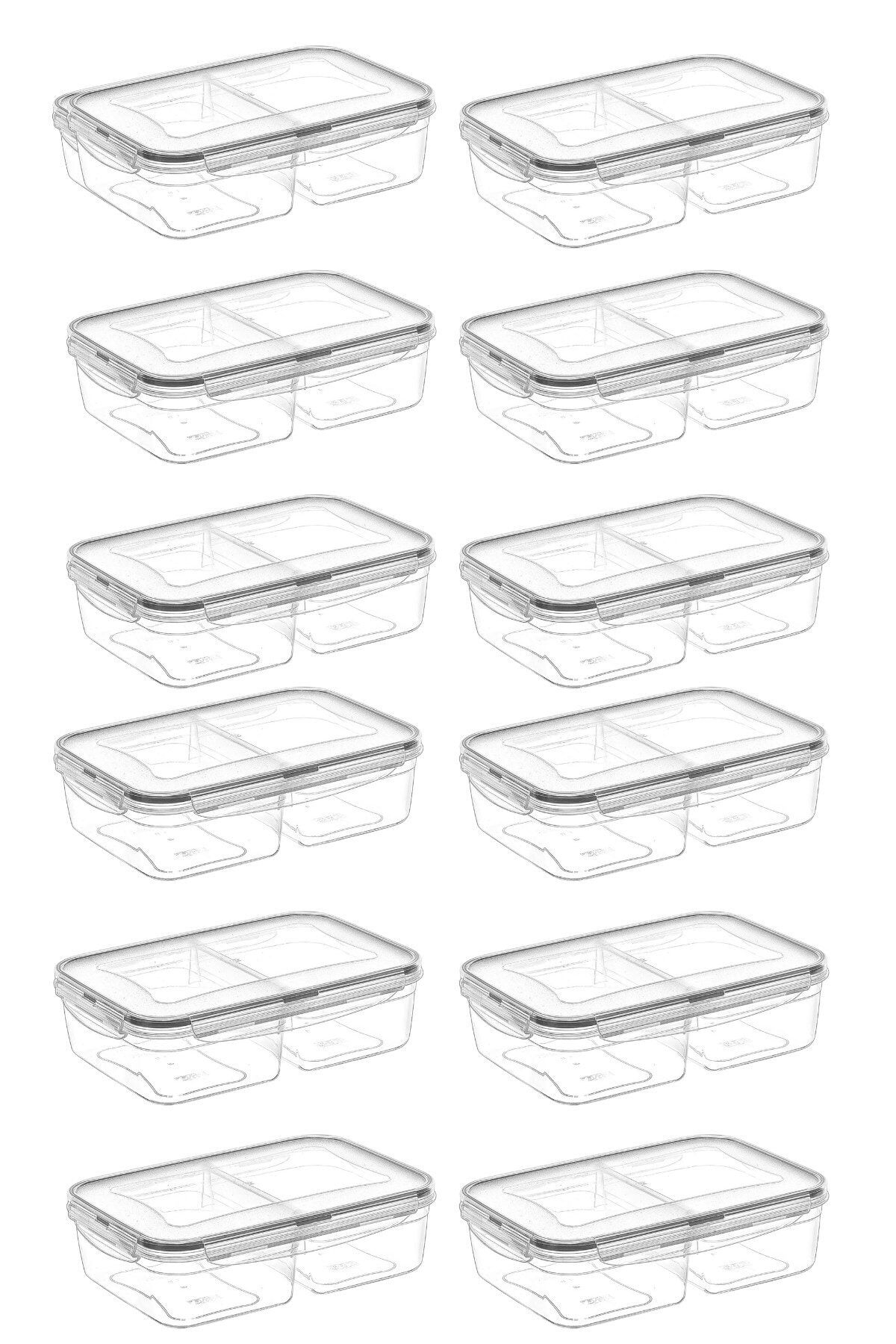 Buffer-® 12 Pieces 2 Compartments 1 Liter Food Storage Container with Leak-Proof Gasket and Lockable Lid -lc505 1