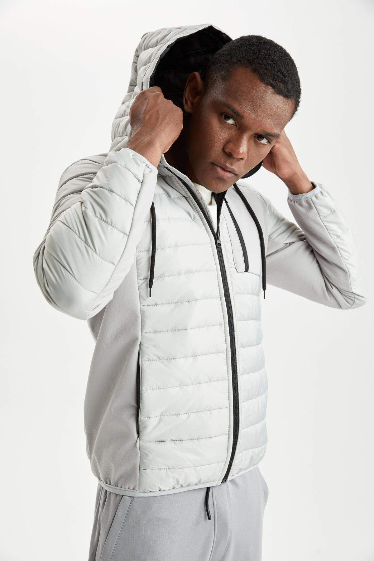 DeFacto Sportwinterjacke Grau Puffer