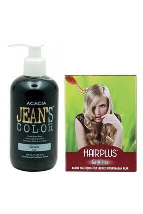 Yeşil Jeans Color Saç Boyası 250 ml ve Hairplus Saç Açıcı ST00733