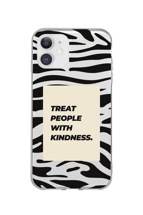 Iphone 11 Uyumlu Treat People With Kindness Tasarımlı Şeffaf Kılıf IP11-SF-003