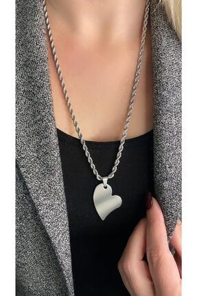 Kalp Uçlu Silver Zincir Kolye GY3499-GNC