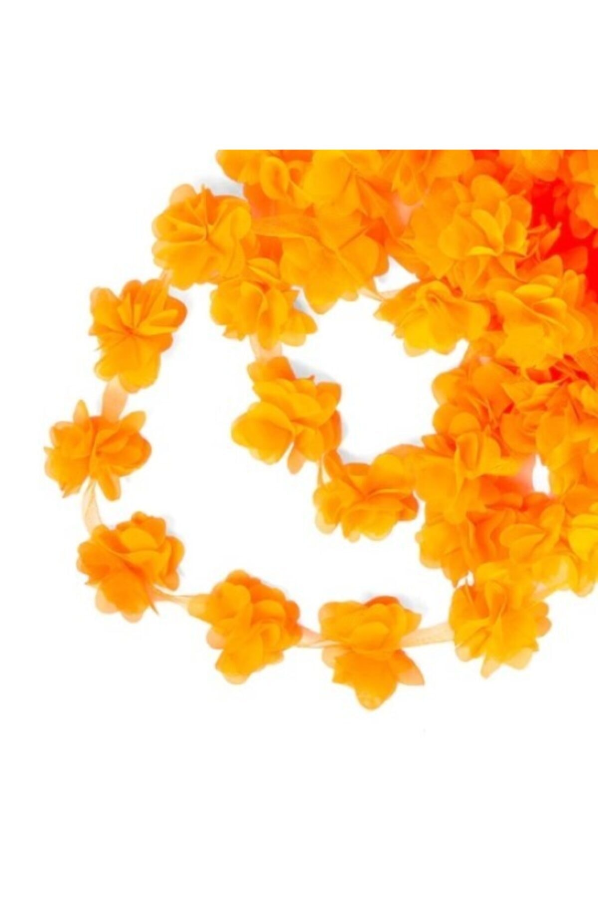 Orange 1m Rose Laser Cut Flower 12-13 Pieces Organza Tulle Edge Ornament Textile Design Fabric Artificial Ornament