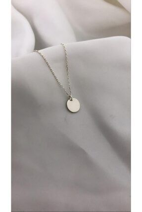 Minimalist Yuvarlak Plaka 45cm Parlak Silver Sevgiliye Hediye Gümüş Kolye minimal-plaka-kolye