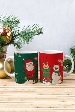 Noel Babalar Yılbaşı Tasarım Kupa Bardak BDKS12-SET
