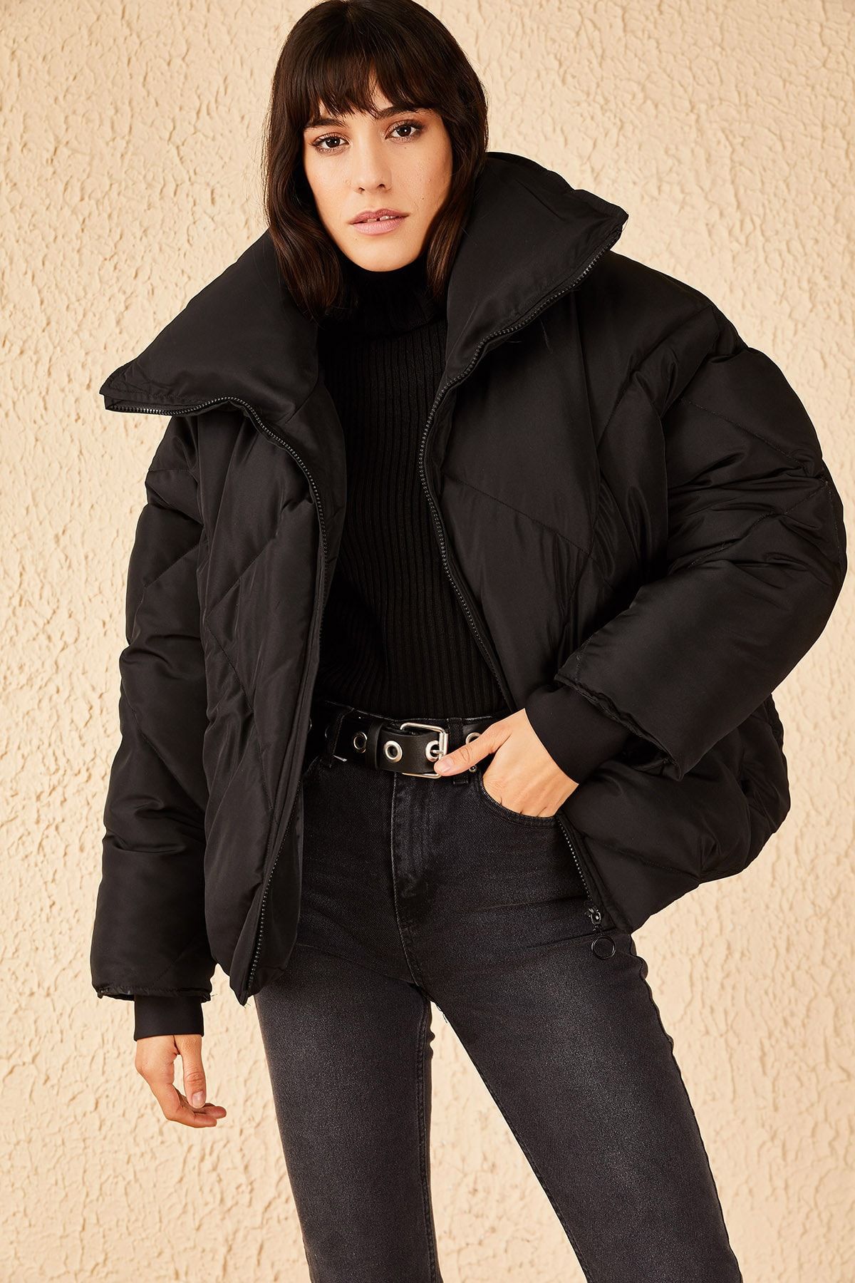 DESTINY GİYİM Men's Black Hooded Puffer Jacket - Trendyol