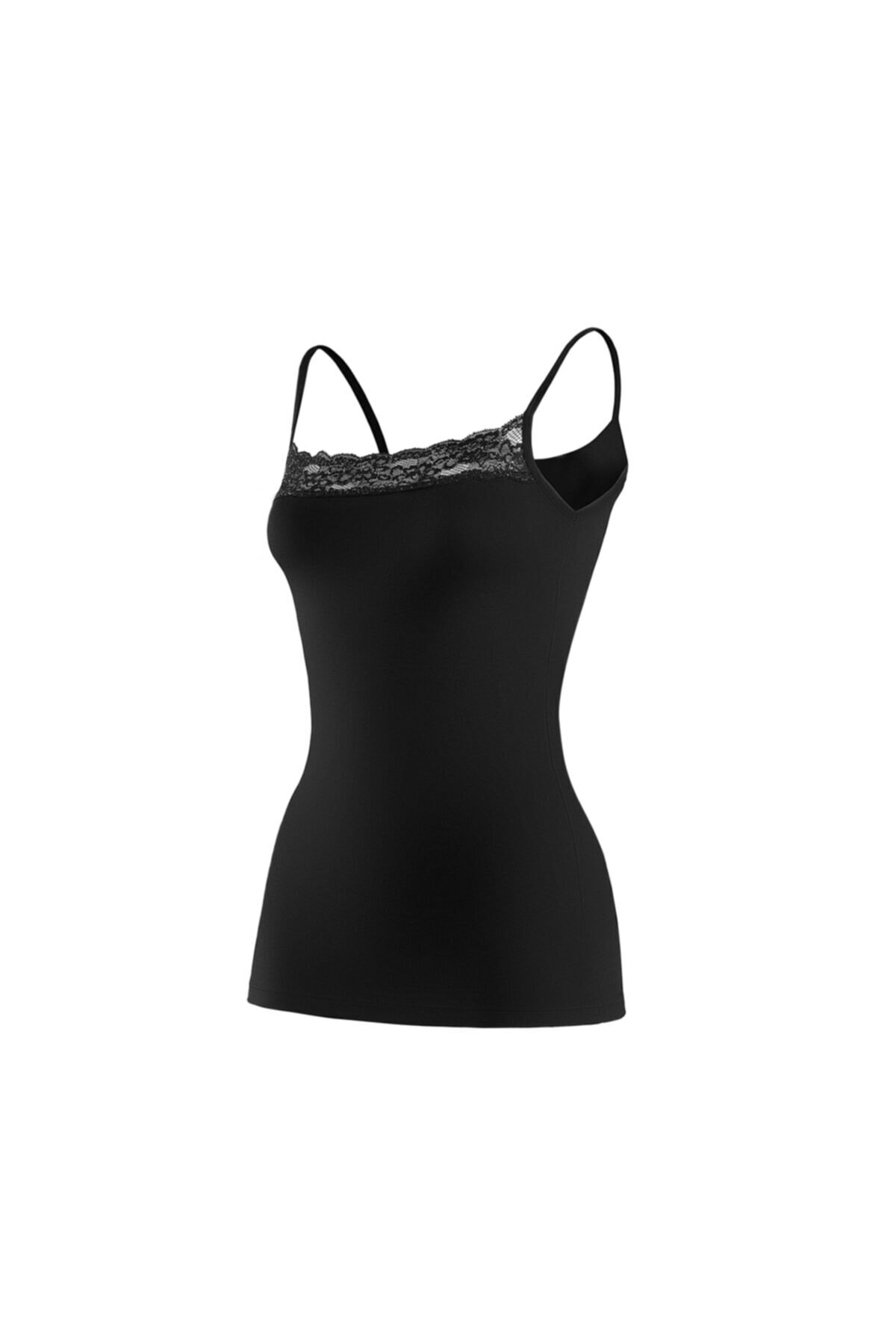Women's Lycra Lace Rope Strap Black 3-Pack Singlet